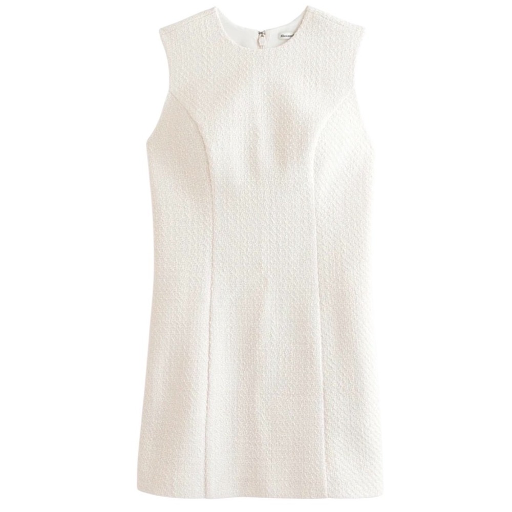 Abercrombie & Fitch XL Ivory Boucle Textured Shift Dress Sleeveless NWT